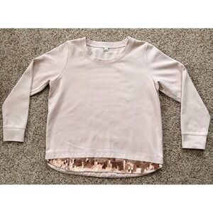 J.Crew Blush Sweatshirt with Sequin Hem Women's LRG Statement Pullover